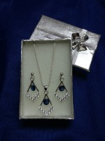 Juego Collar, perlas Azul (Nuevo)